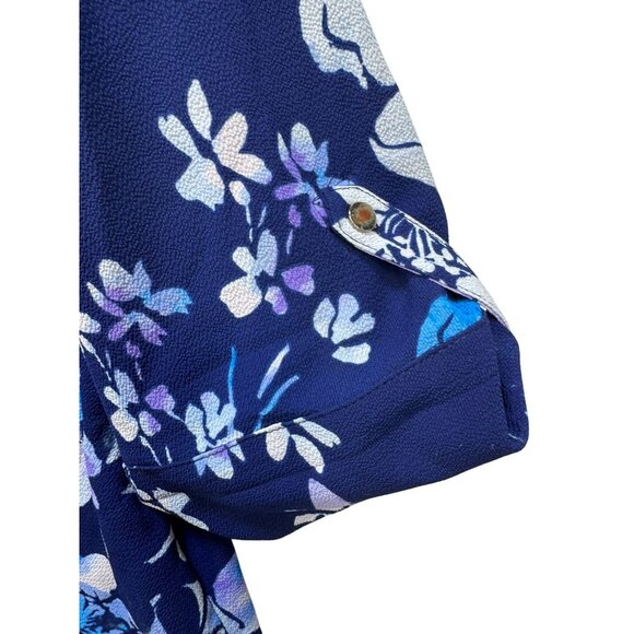 Croft & Barrow Womens Blouse XXL Navy Floral 3/4 Sleeves & Zipper Accent - Picture 6 of 9
